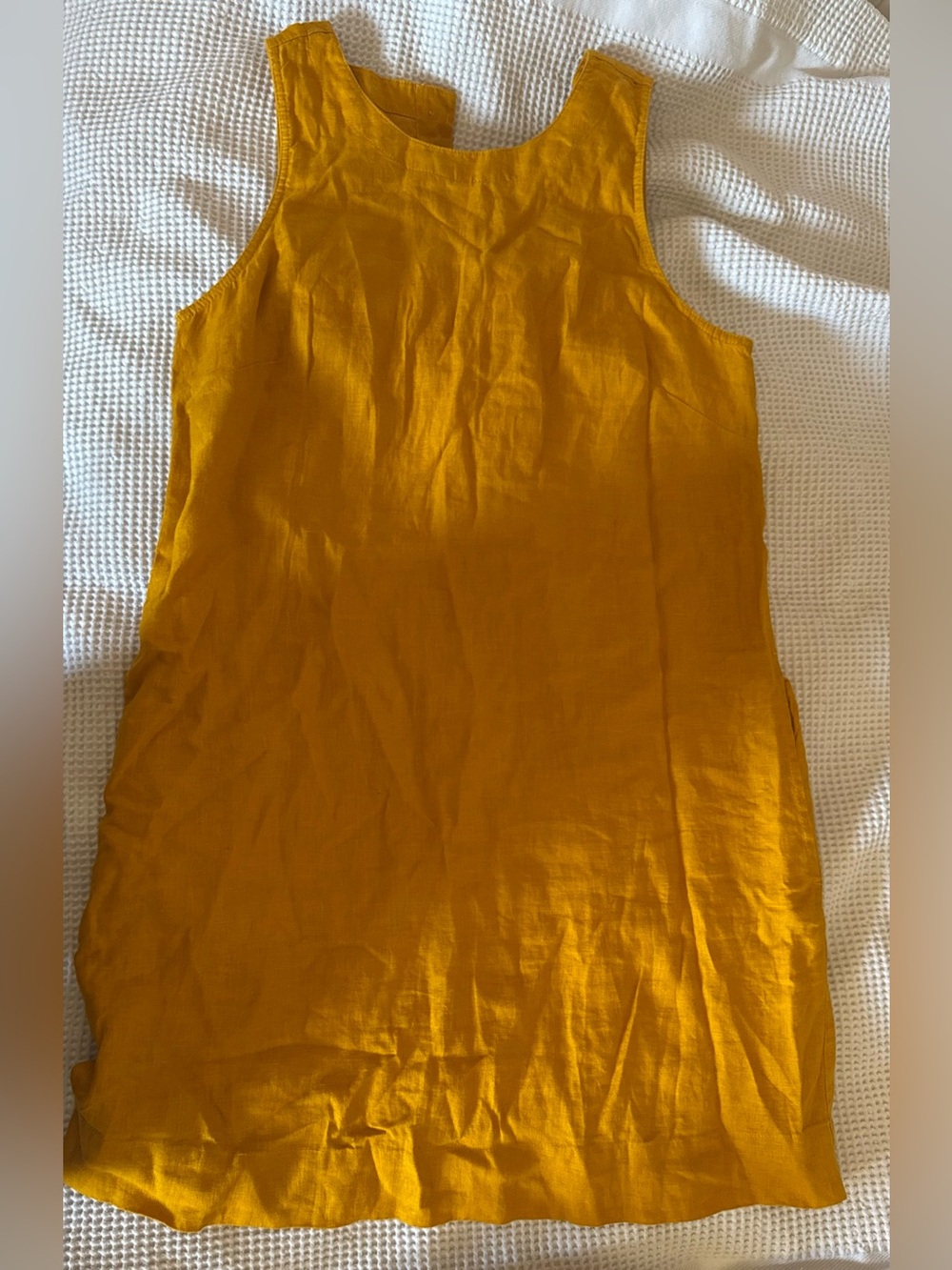 J. Crew Golden Yellow button back linen shift dress size M